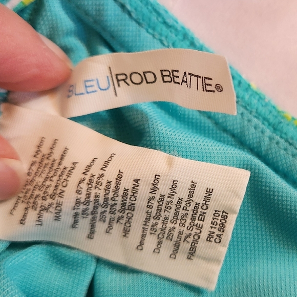 Bleu Rod Beattie escape to the beach bandeau one piece size 8 blue/green print - Picture 4 of 7